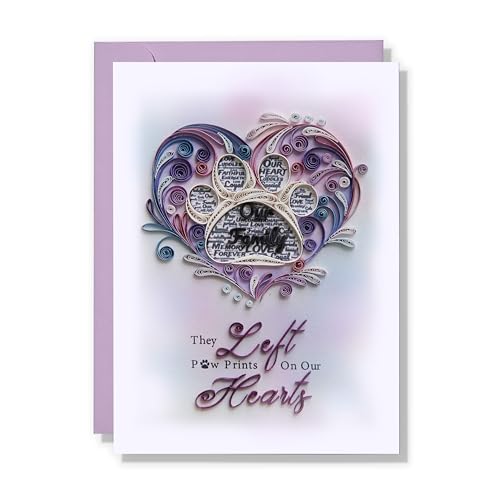 Pet Memory Card, Pet Loss Sympathy Memorial Card, Animal Loss Sympathy Card, Thinking Of You Card, Condolence Quilling Card for Him, Her, Friend and Love (Pet Loss Paw Prints) - color: Pet Loss Paw Prints
