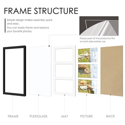 DUENPY 2 Pack 8x16 Collage Frame For 3 5x7 Photos Black - color: Black, size: 8x16（5x7 opening）-2 Pack
