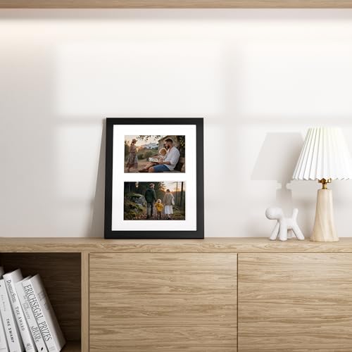 Vittanly 8x10 Collage Picture Frame, Displays 2Pcs 4x6 Pictures, Black - color: Black, size: 8x10