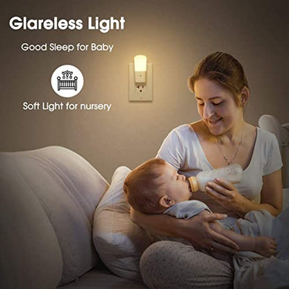 LOHAS-LED Plug in Night Light, Dimmable LED Night Lights Dusk to Dawn 2Pack | Soft White 3000K Sleep Nightlight, Adjustable Brightness 5-80lm Mini Light for Nursery Kids Room Hallway Kitchen - color: Warm