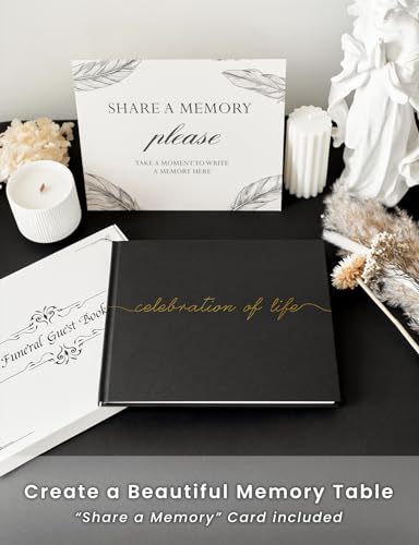 Funeral Guest Book for Celebration of Life, in Loving Memory Sign in Book - color: Black