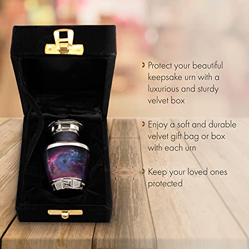 Cosmic Galaxy Nebula Keepsake Urns for Human Ashes with Velvet Gift Box for Cremation Keepsakes for Ashes - Small Cremation Urn and Small Keepsake Urn Set of 4 - color: Interstellar Nebula