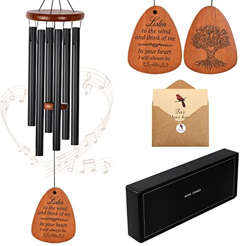 Memorial Sympathy Wind Chimes (Alternative Flowers) for Memorial/Bereavement/Condolence, 32"-Black
