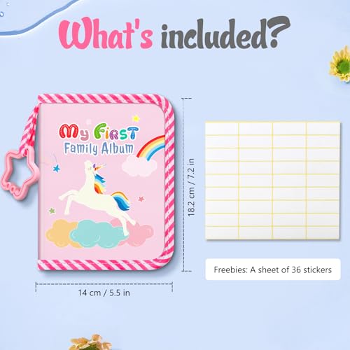 Fintie Baby Photo Album 4x6 Inch, 18 Photos My First Family Soft Album Book | For Newborn/Toddlers/Kids/Baby Shower Memory Birthday Gifts, Family Tree, First Year Milestones Keepsake, Rainbow Steed - color: Rainbow Steed