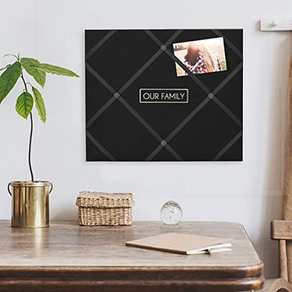 New View Gifts MEMO Family 19' X 16' French Memo & Photo Board, Black Linen Fabric, 19" X 16" X .6" - color: Black, style: Family