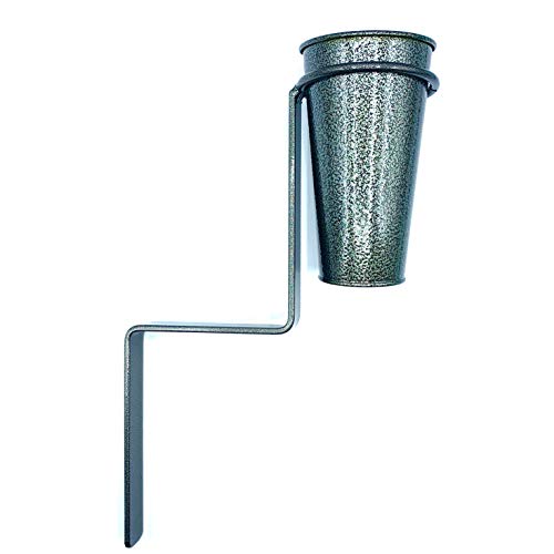 Silver Cemetery Flower Holder - Heavy Duty Ground Mounted - Ideal for Flat Grave Marker Includes Beautiful Powder Coated 4in Wide Cup to Beautify Your Loved Ones Headstone. Made in USA