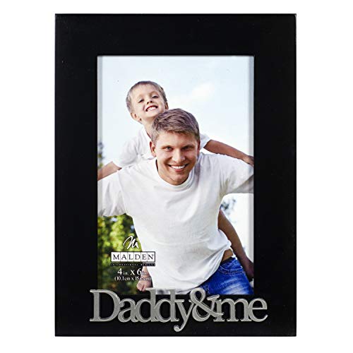 Malden International Designs 4x6 Daddy & Me Expressions Picture Frame Silver Finish Daddy & Me Word Attachment Black MDF Wood Frame - style: Daddy and Me