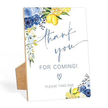 Floral Wedding Thank You for Coming Sign, Something Blue Bridal Shower Sign, Wooden Blue Lemon Bridal Shower Decorations, Party Supplies for Engagement Wedding Must Have for Reception and Ceremony, 37
