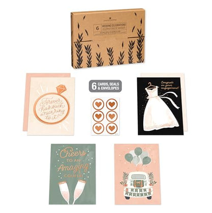 American Greetings 6-Count Wedding Card Pack, Peach and Rose-Gold Celebration Designs - color: WEDDING CELB PCK 6 CARD BUNDLE