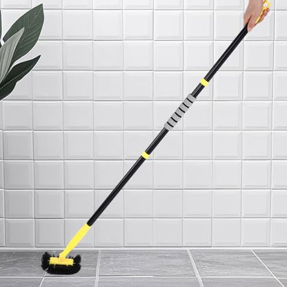 Grout Cleaning Brush with Long Handle - Hard Bristle Hand Held Grout Cleaner Brush for Tile Grout, Shower Cupboard Corner Cleaning