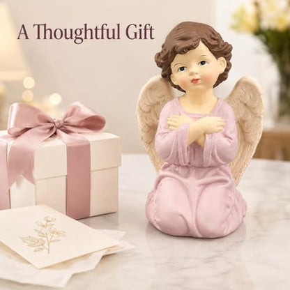 Praying Angel Figurine, Kneeling Guardian Angel Statue | Resin Keepsake For Mom, Daughter, Sister, Friend, Prayer Corners, Shelves, Desks And Nightstands - size: 3.74"H