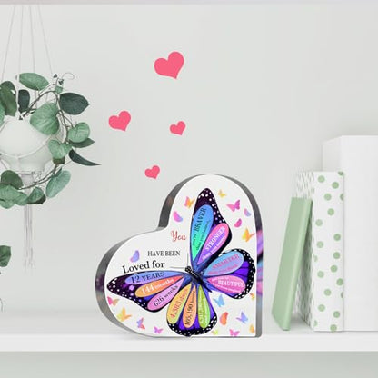 12th Birthday Acrylic Sign, 12 Year Old Girl Birthday Gifts, Inspirational Butterfly Keepsake Sign for Girls Boys, Happy 12 Birthday Gifts Idea for Daughter Girls, Table Desk for Home - style: 12th Birthday