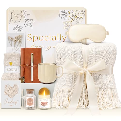 Mothers Day Get Well Gifts for Women Self Care Gift Basket - Birthday Gifts for Women Spa Care Package - Sympathy Inspirational Easter Day Gift Baskets for Her Mom Friend Wife (White) - color: White