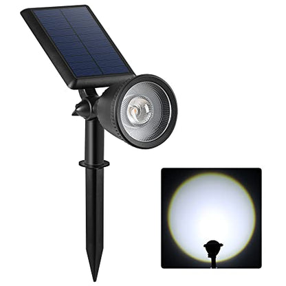 FALOVE Cool White Solar Powered Sunset Spotlight Outdoor Waterproof Accent | Landscape Uplight for Outside Trees, Flag, Sculptures, Lawn, Wall, Yard and Garden, Independently Adjustable Light & Panel