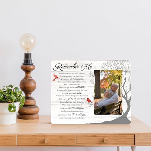 Memorial Picture Frame Gifts for Loss of Loved One, In Memory of Loved Ones Gifts, Remember Me Wooden Picture Frame, 4x6 inch Photo - color: Yellow