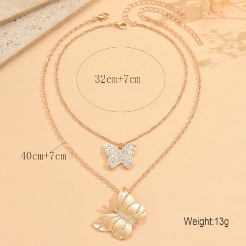 Silver/Gold Plated Angel Wing Pendant Necklace for Women Men | 18K Gold Guardian Angel Wings Feather Necklace Stainless Steel Simple Minimalist Necklaces Birthday Christmas Jewelry Gifts - color: Gold Butterfly