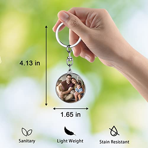 Double Sided Custom Keychain With Picture Alloy Color Printing Personalized Photo Keychain Customizable Text Gifts - color: B-round