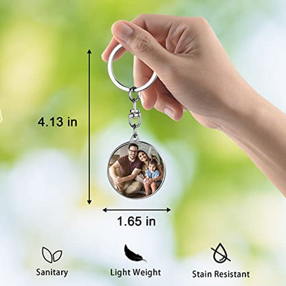 Double Sided Custom Keychain With Picture Alloy Color Printing Personalized Photo Keychain Customizable Text Gifts - color: B-round
