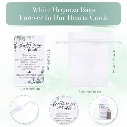 Tanlade 100 Sets Funeral Favors Memorial Seed Big Glass Bottles with Cork Stopper Leaf Funeral Prayer Celebration of Life Card for Loss of Loved Memorial Service, 0.87x1.97in, No Seed
