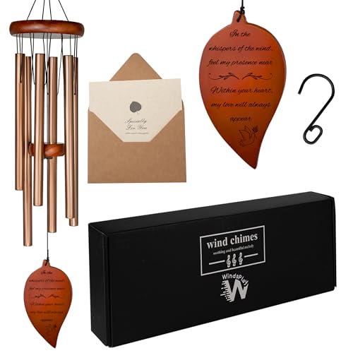Best Memorial Wind Chimes for Outside - 32.5" Sympathy Wind Chimes Memorial Gifts for Loss of Loved One - in Remembrance Gifts - Best Bereavement Gift Idea for Loss of Loved One - Unique Funeral Gift - color: Rose Gold