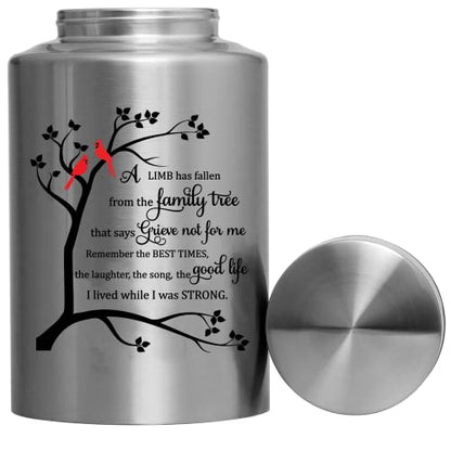 Cremation Urns for Human Ashes Adult Male Female Large Decorative Urn Cardinal Birds Urn up to 220lbs Memory Funeral Burial Urns for Human Ashes(Cardinals Family Tree) | Stainless steel, Personalized, Large Up to 220lbs, Decorative Urns, Urnas Para Ceniza