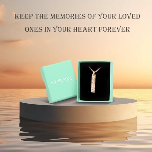 Tree of Life Urn Necklace, Stainless Steel Memorial Ashes Pendant | Tree of Life Cremation Jewelry Stainless Steel Locket Vertical Bar Keepsake Necklace Jewelry for Women Men Human Ashes - color: Rosegold