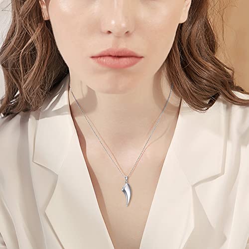 VONALA Urn Necklace Sterling Silver Memorial gifts for Ashes Keepsake Jewelry - style: Wolf Tooth