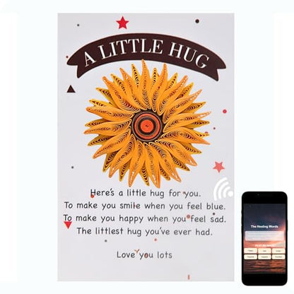 Little Pocket Hug Token & Greeting Card – Handmade Quilled Heart with NFC Bible Verse | Pocket Hug Card with Inspirational Scripture | Unique Christian Gift for Encouragement, Grief, Anxiety Relief & Long Distance Love (Sun flower) - color: Sun flower