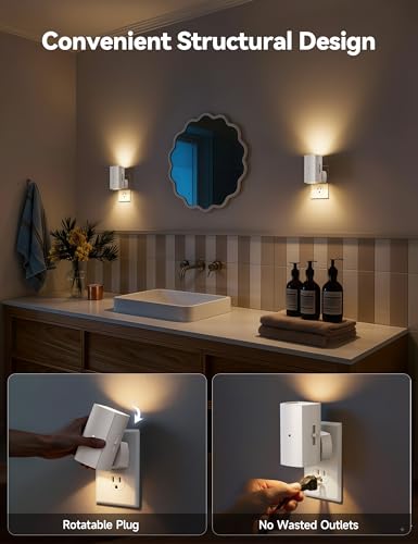 Brightown 2 Pack Black Night Lights with Rotating Plug, Soft White - color: Warm White, size: 2 PACK White