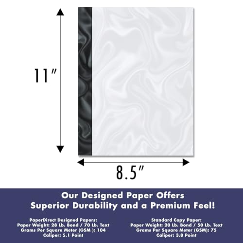 PaperDirect Black Tie Affair Letter Paper, Elegant Full-Color Design, 8.5 x 11, Acid-Free, Ideal for Invitations, Flyers, Newsletters, Certificates, Personal and Event Use, Cards, 25 Sheets - color: Black Tie Affair
