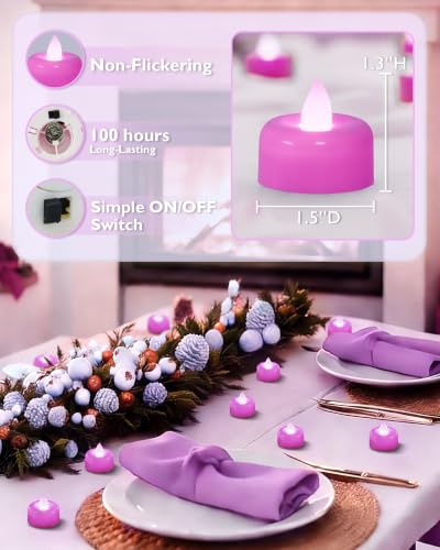 Amagic 12Pack Light Purple Fake LED Tea Lights Candles Battery Operated - color: Light Purple, size: 12 Pack