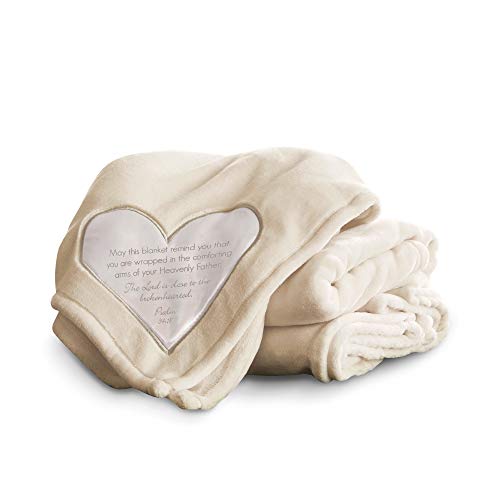 Pavilion Gift Company The Comfort Blanket 19534 Soft Blanket Heavenly Father Psalm 34: 18 Plush Throw Blanket, 60 x 0.5 x 50 inches, Beige - style: Psalm 34:18