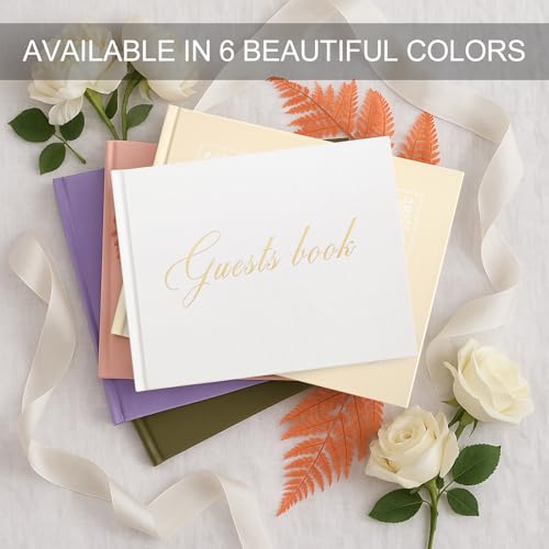 &And Per Se Purple Wedding Guest Book with Photo Spots – Elegant Hardcover Sign-in Book for Weddings, Baby Showers & Special Events – Memory Keepsake Album - color: Purple