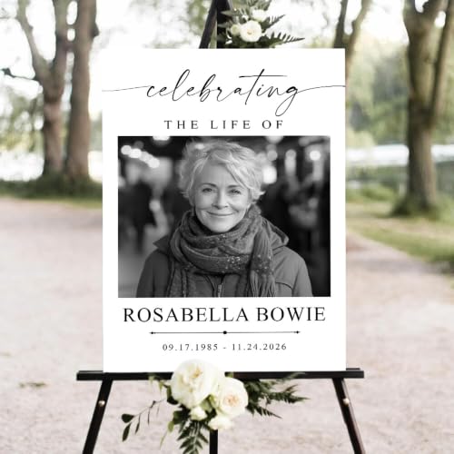Personalized Funeral Welcome Yard Sign, Celebration of Life Decoration with Photo, Custom Memorial Display for Outdoor Ceremony, Elegant Tribute Keepsake for Family, Friends and Loved Ones #6 - color: Version #6