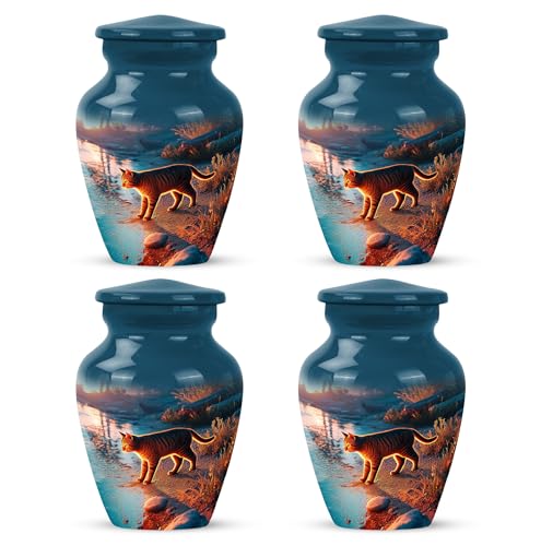 Yatskia Cat on the Sunset Mini Memorial Keepsake Urns for Human Ashes Adult Brother and Sister, Little Funeral Urn for Ashes Adult, (Classic Pack of 4, 3 Inch) - color: #1 Cat, size: 3 Inch (Pack of 4)