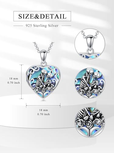 Personalized Heart Locket Necklace That Holds Pictures 925 Sterling Silver Custom Photo Lockets Necklaces Jewelry Gifts for Family Women Lover - color: Skull-Abalone shell, style: Locket Only