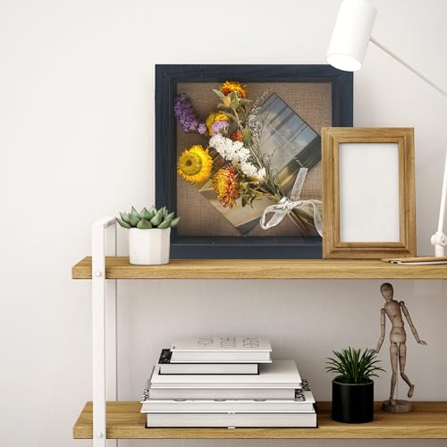 Small Wall Mounted Shadow Box Frame 8x8 with Real Glass,Black - color: Black, size: 8*8