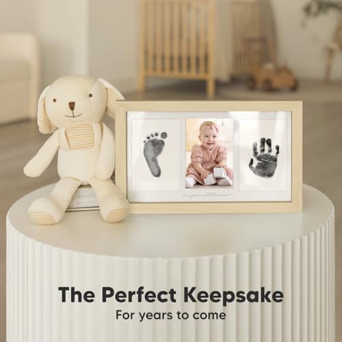 Inkless Hand and Footprint Kit, Boy Girl Newborn Keepsake (Ash Wood) | No Mess Ink Pad for Baby Handprint, Clean Touch Paw Print Kit for Dog Picture Frame, Personalized Baby Christmas Shower Gifts - color: Ash Wood