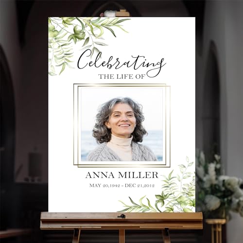 Personalized Funeral Welcome Sign, Celebration Of Life Sign, In Loving Memory Sign, Funeral Welcome Banner, Memorial Sign, Editable Funeral Welcome Sign, Funeral Welcome Sign With Stand #13 - color: Design 13