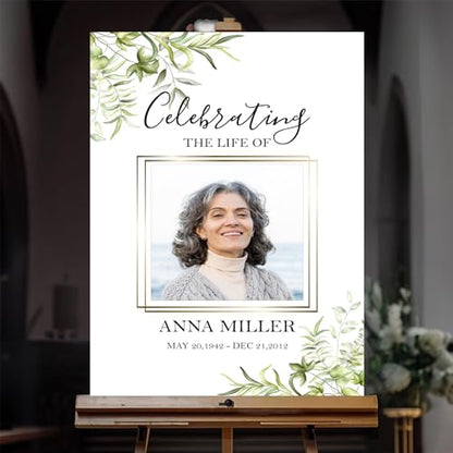 Personalized Funeral Welcome Sign, Celebration Of Life Sign, In Loving Memory Sign, Funeral Welcome Banner, Memorial Sign, Editable Funeral Welcome Sign, Funeral Welcome Sign With Stand #13 - color: Design 13