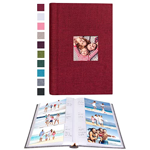 Mublalbum 4x6 Photo Album, 300 Pockets, Linen Cover,Red | Linen Cover with Memo Areas, Front Window, Pictures Book with Horizontal Pockets for Wedding, Family, Baby, Vacation - color: Red, size: 300 Horizontal Pockets