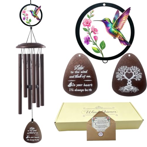 40" Memorial Wind Chimes for Outside,Hummingbird Wind Chimes - color: 40" Memorial Hummingbird Wind Chimes