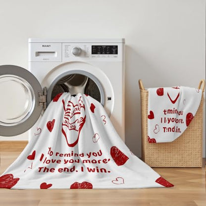 Giwawa Anniversary Wedding Gifts for Women Men Husband Wife Birthday Gift Ideas to Girlfriend Boyfriend Him Her Valentines Day Couples Blanket I Love You More The End I Win Throw Blanket 50x60 - color: Lovemore