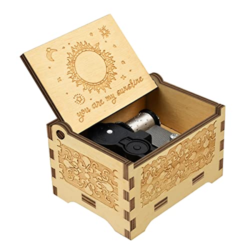 Sooharic You are My Sunshine Music Box for Daughter Son Dad Mom, Unique for Kids Vintage Engraving Wooden Music Box - style: You Are My Sunshine 1