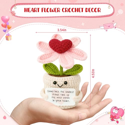 Inspirational Gifts for Women Men - Smallest Things Take Up the Most Room Crochet Flower Ornament - Sentimental Christmas Birthday Thinking of You Present for Her Him Best Friends - color: Thinking of You