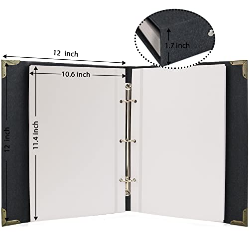 Vienrose 3 Rings Self Adhesive Photo Album 20 Sheets/40 Pages Black | Hardcover, DIY Scrapbooking Kit, Paper Scrapbook, 12 x 12 inch, Lover Friends Kids Wedding - color: Black, size: 12'' x12''40Pages