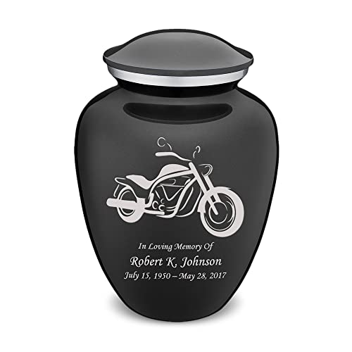 Adult Personalized Motorcycle Cremation Urns for Human Ashes I Large Charcoal Funeral Urn for Men and Women I 200 lbs - color: Carcoal Black