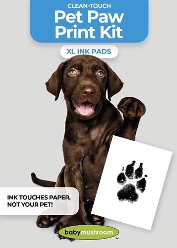 Large Inkless Pet Paw Print Kit | Clean-Touch Ink Pads for Dogs | With Frames + Accessories by BabyMushroom - size: Large