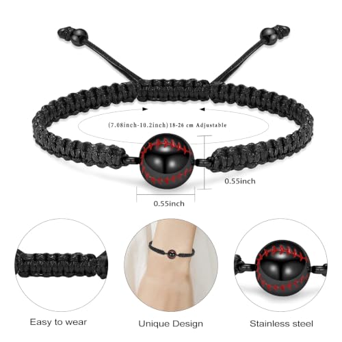 Hearbeingt Baseball Urn Bracelet for Ashes Cremation Jewelry for Women Men - color: Black-Red