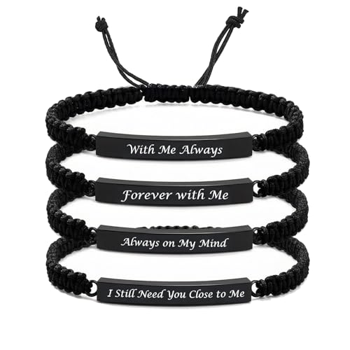 zeqingjw Cremation Bracelet for Ashes Adjustable Cremation Urn Bracelet Bangle for Ashes Stainless Steel Memorial Ashes Keepsake Jewelry for Men Women - color: 4PCS-Style A